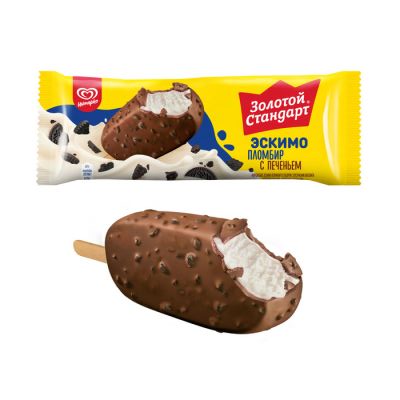 Мороженое эскимо в глазури Пломбир c печеньем 